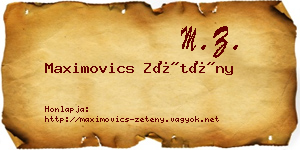 Maximovics Zétény névjegykártya